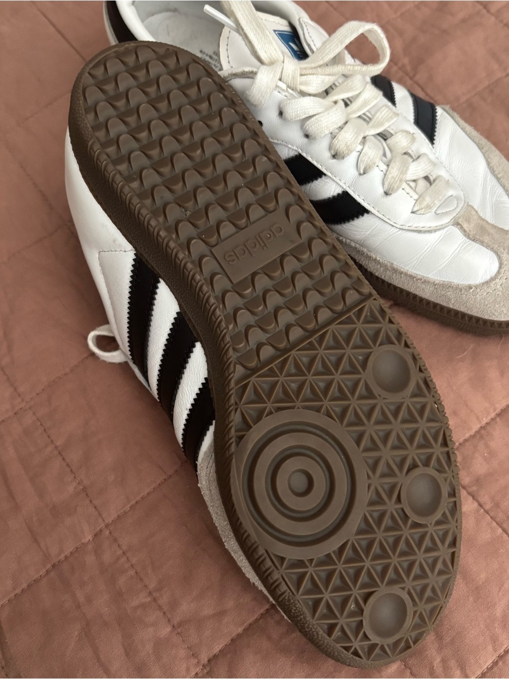 adidas Samba White with Black Stripes and Gum Sole - Picture 2 of 3